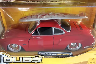 1959 Red VW Karmann Ghia With Rooftop Surf Board Jada Toys V Dubs 1:24~Nice Car! • $65