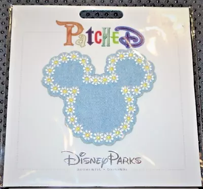 Disney Parks - Patched Denim With Flowers Mickey Mouse Head NEW • $8.50