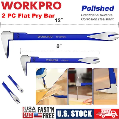 WORKPRO 2PC Nail Puller Set 12''Pry Bar 8'' Mini Crowbar Cats Paw Nail Remover • $24.99