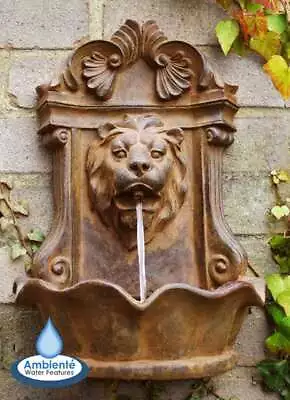 Small Lion Head Wall Fountain Water Feature Bronzed Antique Animal Vintage H40cm • £97.98