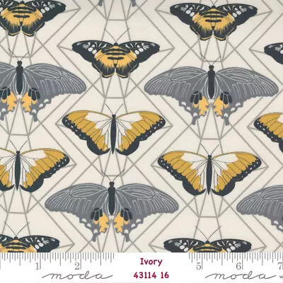 MODA Through The Woods 100% Cotton Fabric By The Yard Moths 43114 16 Ivory • $6.50