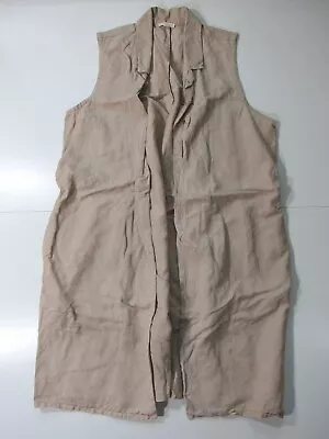 Eileen Fisher Rayon Linen Brown Long Collared Vest With Pockets Women Large  • £43.36