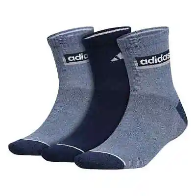 NEW 3 Pairs ADIDAS Blue Men's Cushioned HIGH QUARTER Socks Shoe Size 6-12 • $15.99