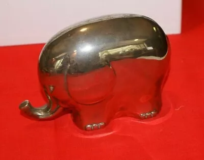 VINTAGE PEWTER Elephant Coin Bank Elephant Figurine Piggy Bank MISSING STOPPER • $8