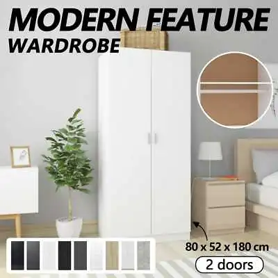 $233.99 • Buy VidaXL Wardrobe White Chipboard Cupboard Home Closet Organiser Multi Colours