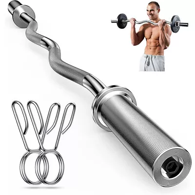 47  Olympic Barbell Bar 370 Lbs Capacity Weightlifting Bar W/2 Spring Collars • $39.99