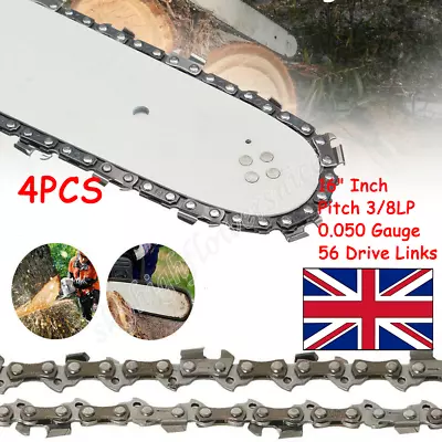 4PCS Chainsaw Chain For 16  Inch Bar Pitch 3/8LP 0.050 Gauge 56 Drive Links UK_ • £13.99