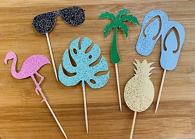 Hawaii Beach Tropical Cupcake Toppers Cake Decorations Picks - Set Of 6 • £3