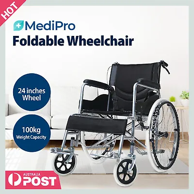 MediPro 24  Foldable Wheelchair Manual Folding Wheel Chair Portable Lightweight • $179