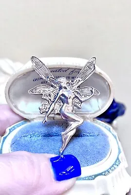Lovely Vintage Art Nouveau Sterling Silver Repoussé Winged Fairy Brooch • $48