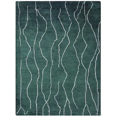$169.90 • Buy Hand Knotted Gabbeh Silk Mix Area Rug Contemporary Dark Green White BBH BBLSM627