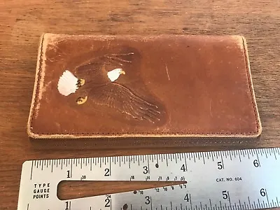 Vintage Leather Eagle Bifold Long Wallet Checkbook Holder HD15 • $24.95