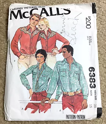 Vintage McCalls Western Shirt Pattern 6383 Mens Womens • $6.50