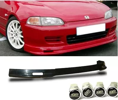 For 92-95 Civic 2/3 Dr Mu Style Poly Urethane Black Front Bumper Lip + Tire Caps • $42.88