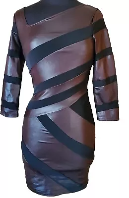 Bebe Color Block Bandage Mini Dress LS Foil Metallic/Black Prom Party Dress  • $59