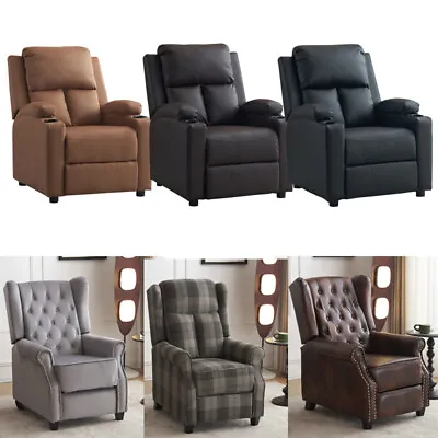 Luxury PU Leather Recliner Chair Sofa Lounge Chair Wingback Home Cinema Living  • £199.99