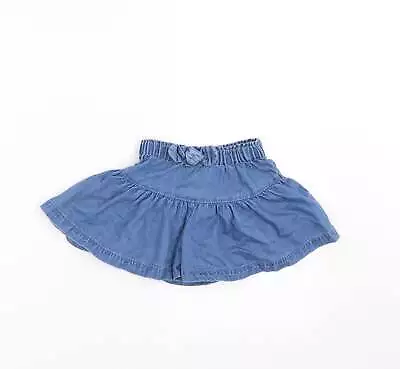 Matalan Girls Blue Cotton A-Line Skort Size 9-12 Months • £3.25