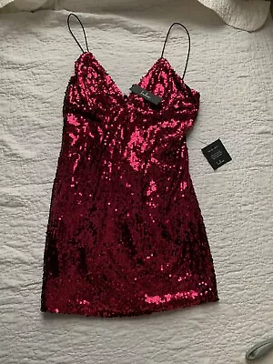 Lulu’s Sequins Cocktail Dress NWT XL MAGENTA New Short Minidress Sparkly Sparkle • $24.95