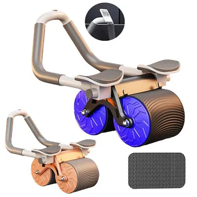 NEW Ab Roller Wheel Core Strength Training Automatic Spring Back Elbow Support • £11.89