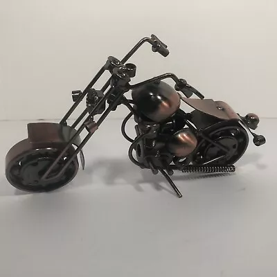 Scrap Metal Motorcycle Figurine Steel Bike Nuts And Bolts Chopper Sculpture • $34.99