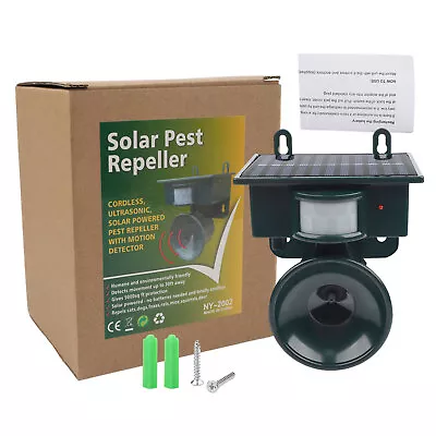 Solar Ultrasonic PIR Motion Repeller Animal Pest Controller Scarer Deterrent • $17.99