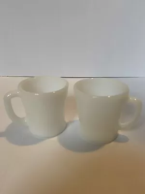 Set Of 2 Vintage Fire King Milk Glass D Handle Coffee Mugs Cups • $20