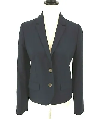 J Crew Blazer Womens 4 Schoolboy Wool Blend Two Button Blue Stripe Jacket Y2K • $24.99
