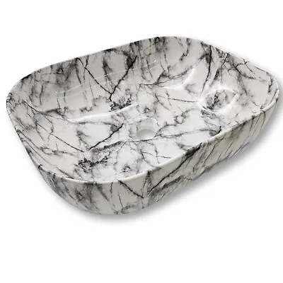 Marble Look Basin Bathroom Sink Rectangular Vanity Above Counter 505x405x140 • $160