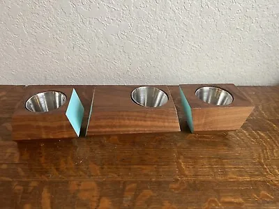 Mid Century Modern Discontinued Boxcar Planter- Walnut And Blue • $75