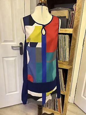 £6 • Buy Miss Captain Trend Sleeveless Polyester Shift Multicolour Dress UK12 Pockets