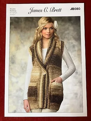 James C. Brett Knitting Pattern DK Woman  Long Waistcoat 080 881.2.15 • £3.50