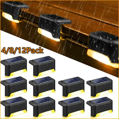 4-12PCS Solar LED Deck Lights Outdoor Garden Pathway Step Stairs Fence Lamp IP65 • $10.82
