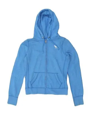 ABERCROMBIE & FITCH Womens Zip Hoodie Sweater UK 12 Medium Blue Cotton AO72 • £16.21