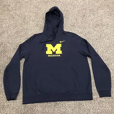 Michigan Wolverines Sweatshirt Large Blue Hoodie Nike Football Men • $28.88