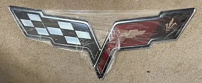 LARGE METAL SIGN WALL ART 2005-2013 C6 CORVETTE CROSSFLAG 32  X 12   • $74.99