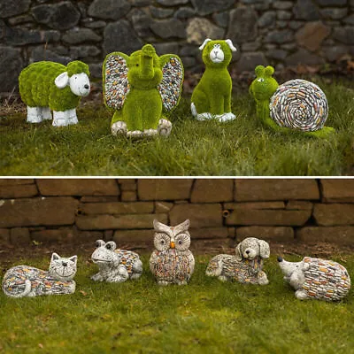 Resin Animal Statues Decorative Stone Effect Figures Garden Home Decor Ornament • £19.19