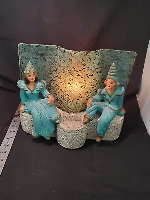 Vintage MCM Ceramic Figural Man & Woman Far Eastern Bollywood Table Lamp 1960s  • $295