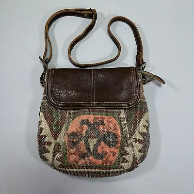Myra Bag Canvas Leather Purse - Southwestern - Aztec Pattern • $25