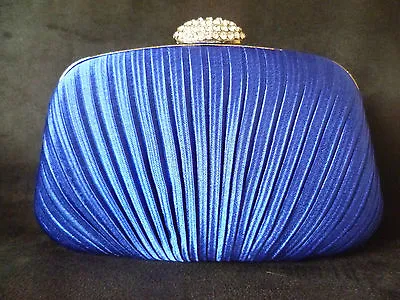 £5.95 • Buy Ruched Clutch Bag Handbag Blue Red Prom Proms Evening Formal Diamante Uk Shop  