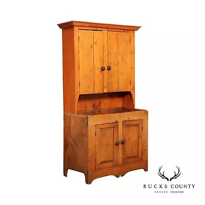 Antique Farmhouse Pine Dry Sink Hutch Cabinet • $1295