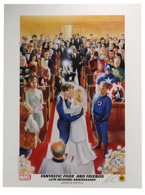 Fantastic Four 40th Anniversary Signed Wedding Lithograph Alex Ross Art Marvel • $39.95