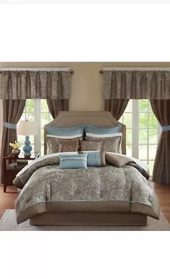 Madison Park Essentials Brystol  Comforter BlueBrown Full/Queen 90 X90 Jacquard • $48