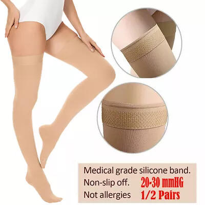 Medical Grade Compression Socks Thigh High Stockings Relief Support Therapeutic • $21.99