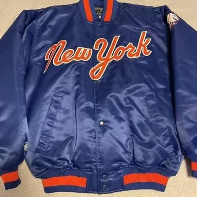 Vintage New York Mets Script Jacket Mens XXL Satin Bomber 90s MLB Baseball USA * • $150