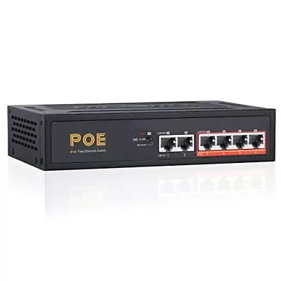 PoE Switch 6 Port 100Mbps Ethernet Network Switch(4 PoE+ Port With 2 Extra U... • $36.33