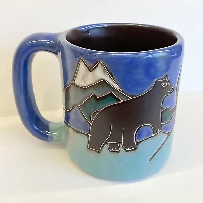 MARA MEXICO Oversize 16oz Pottery Mug Momma Bear & Cub Mountains Large • $15