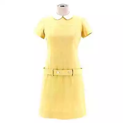 60s Pale Yellow Drop Waist Dress 1960s Vintage • $70