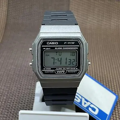 Casio F-91WM-1B Vintage Series Digital Black Resin Alarm Stopwatch Light Watch • $35.20