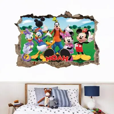 Mickey Mouse Personalized Name 3D Smashed Wall Sticker Decal Minnie Disney WP270 • $12.29