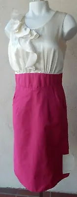 NWT Voom By Joy Han Sleeveless Bloomingdales Siz M Fuchsia Skirt Ivory Top Dress • $17.49